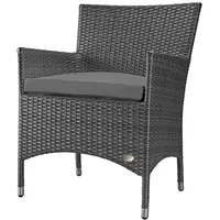 Gartenstuhl Stuhl Sessel Hochlehner Rattanstuhl Rattan Polyrattan Alu Grau