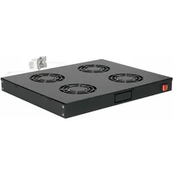 Equip Lüfter 19', 1HE, 4 Lüfter, RAL9005 Schwarz, Kühlgebläse, Schwarz, 4 Lüfter