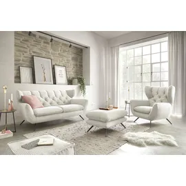 Candy Sessel 3C CANDY "Beatrice Ohrensessel mit Knopfheftung im Rücken", weiß, B:100cm H:106cm T:95cm, Samt-Optik (100% Polyester), Sessel, Sessel, bequemer Retro Solitärsessel auch in Cord und Fellimitat