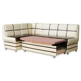 RODNIK Eckbank Küche Wohnzimmer ausziehbar, SCHLAFFUNKTION Stauraum, Essecke beige braun