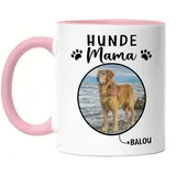 Kiddle-Design Hundemama Tasse Rosa Personalisiert Foto Geschenk Hundebesitzer Hundeliebhaber Hundehalter Frau Dog Mom Hundefreund Haustier Fototasse