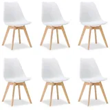 Homestyle4u Esszimmerstuhl Holz Kunststoff gepolstert Weiß 6er Set