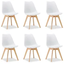Homestyle4u Esszimmerstuhl Holz Kunststoff gepolstert Weiß 6er Set