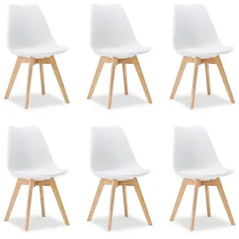 Homestyle4u Esszimmerstuhl Holz Kunststoff gepolstert Weiß 6er Set
