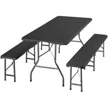 Tectake Campingtischgarnitur Klappbar 180 x 70 x 74 cm Anthrazit