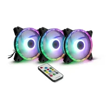 Inter-Tech Argus RGB-Fan Set RS-07, 120 mm Gehäuselüfter mit RGB Kristall-Effekt
