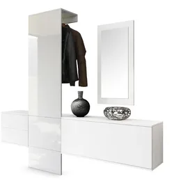 Vladon Wandgarderobe Carlton 208 x 193 x 35 cm Weiß matt/Eiche