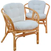 moebel-direkt-online Rattansessel Sonja 2er-Set mit Kissen 75 x 80 x 80 cm Gelb