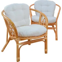 moebel-direkt-online Rattansessel Sonja 2er-Set mit Kissen 75 x 80 x 80 cm Gelb