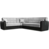 Schlafsofa Matias, Eckcontainer-Schlafsofa aus Kunstleder und Stoff, Wohnzimmersofa mit Klick-Klack-Öffnung und umkehrbarer Halbinsel, 305x238h91 ... - Schwarz
