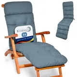 Beautissu 2X Bequeme Liegenauflage Deckchair & Sonnenliegen 200x50cm Flair DC – 8cm Dicke Polsterung Gartenliege Auflage Sonnenliege Liegestuhl Polster mit Schaumflockenfüllung Gartenmöbel Taubenblau
