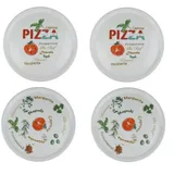 Retsch Arzberg Pizzateller Ø 30cm mit Dekor Porzellan Set, (4 St), pro Set 2 verschiedene Motive, spülmaschiengeeignet