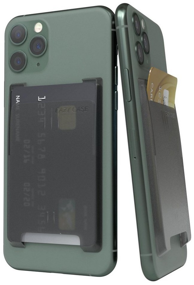 EAZY CASE Smartphone Cardholder Smartphone-Halterung, (Kartenfach selbstklebend Kartenhalter Kartenetui durchsichtig Schwarz) schwarz