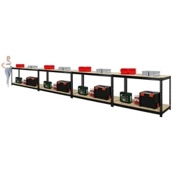 Proregal Mega Deal | 4x Profi Werkbank STRONG BEAST | HxBxT 90x150x60cm | Fachlast 500kg | Schwarz