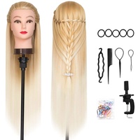 Trainingsköpfe 100% von dem Hochtemperaturfaser Haar Hairdressing Cosmetology Mannequin Frisierkopf Übungskopf mit Halterung+ DIY Haar Zubehör styling