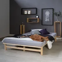Doppelbett 140x200 cm Lattenrost Holz Bett Bettgestell Palettenbett Homestyle4u