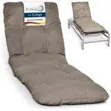 Beautissu Auflage Sonnenliege Deckchair Liegenauflage 190x60 cm Flair RL – 8 cm Dickes Polster für Sonnenliege Liegestuhl Auflage für Gartenmöbel Taupe