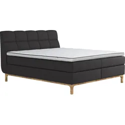 Boxspringbett HOME AFFAIRE "Chanly", schwarz, L:222cm, 100% Polyester, Komplettbetten, Boxspringbett, Boxspringbett, Inklusive Topper