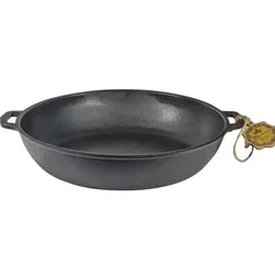 MAYSTERNYA Grillpfanne aus Gusseisen – ø 26 x 6 cm – Schmorpfanne aus Gusseisen für jede Art von Wärmequelle – Grillen – Geschenk – PFAS-frei – Schwarz
