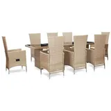 vidaXL Garten-Essgruppe 9-tlg. beige 46048