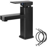 Schwarzer Badezimmer-Wasserhahn, Waschtisch-Mischbatterie aus Legierung mit Kalt- und Warmwasser verfügbar, Waschtisch-Wasserhahn mit zwei