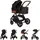 Chipolino Kinderwagen Harmony 2 in 1 Wickeltasche, Getränkehalter, Fußabdeckung schwarz