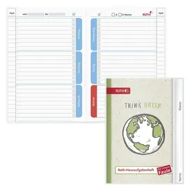 ROTH Hausaufgabenheft Think Green für clevere Faule liniert DIN A5 ohne Rand, 104 Blatt, 1 St.