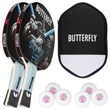 Butterfly 2x Timo Boll SG77 Tischtennisschläger + Tischtennishülle + 6x TT Bälle EINHEITSGRÖSSE