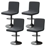 YINGAYOU Stuhlhussen für Barhocker mit Lehne Samt Stretch Barhocker Stuhlhussen Sehr Weich und Elastisch, Einfach Anzubringen Knitterfrei, Waschbar, Staubdicht (4, Grau)