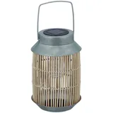 Relaxdays Solarlampe, integrierte LED Lichterkette, Garten, Balkon & Terrasse, Outdoor Leuchte, Rattan, Natur/Silber
