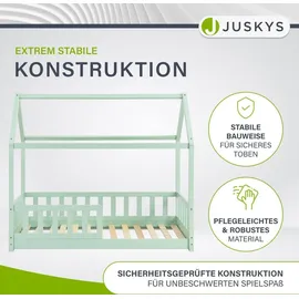 Juskys Kinderbett Marli 80 x 160 cm Kiefer massiv lackiert mint
