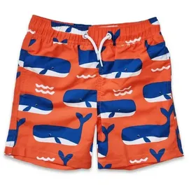 Toby Tiger Badeshorts Schwimmshorts mit Wal und Wellen Print orange 98