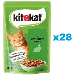 KITEKAT 28x85 g: Kaninchen in Soße für adulte Katzen