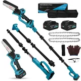 panthem Akku Hochentaster Ast Kettensäge Profi-Astsäge für Makita 18V, 2 IN 1 Mini 6 zoll Akku Kettensäge Teleskop with akku 21V 4000mAh Elektro teleskopsäge Astsäge Arbeitshöhe bis 4,5m