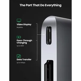 UGREEN CM380 USB-C Hdmi, 2x Usb 3.0, Sd, Tf, PD grau