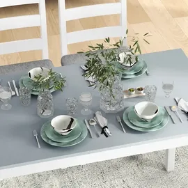 Homcom Essgruppe, Esstisch mit 2 Gepolsterten Stühlen, Bank, 4-Teiliges Esstisch-Set Esszimmergruppe mit Leinenoptik, Kiefernholz, Grau, Weiß Aosom