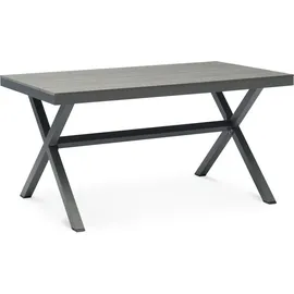 Idimex Gartenmöbel Set mit 1 Tisch und 6 Stühlen aus Alu und WPC in grau/braun, Esstisch Set in Holzoptik, Stühle mit Netz witterungsbeständig b... - Grau