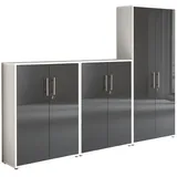 Aktenschrank TABOR 53 Büroschrank Mehrzweckschrank abschließbar Metallgriffe (weiß/anthrazit Hochglanz)