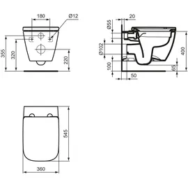 Ideal Standard i.life B Wand-WC mit WC-Sitz Grau glänzend