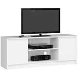 Akord TV-Lowboard 140 x 55 x 40 cm Weiß Holz