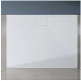 doporro Duschtasse Duschwanne 80x80x3 flach Mineralguss in Weiß inkl. Ablaufgarnitur AL06 DIN-Anschlüsse für bodenebene Montage geeignet Geoma07