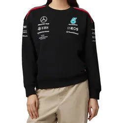 Mercedes-Benz AMG F1 MAPF1 RP Damen Crew-Sweater mit Team- und Sponsoren-Logos Baumwoll-Pullover Motorsport 701224806 001 Schwarz - L