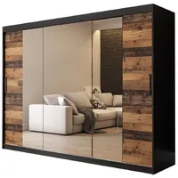 Abiks möbel MÖBEL Kryspol Schwebetürenschrank, Schwarz, Kunststoff, Nachbildung, 8