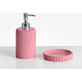 Beliani Badaccessoires Set 5-teilig Badaccessoire-Set Rosa