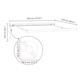 vidaXL Einziehbare Markise 350 x 250 cm hellgrau