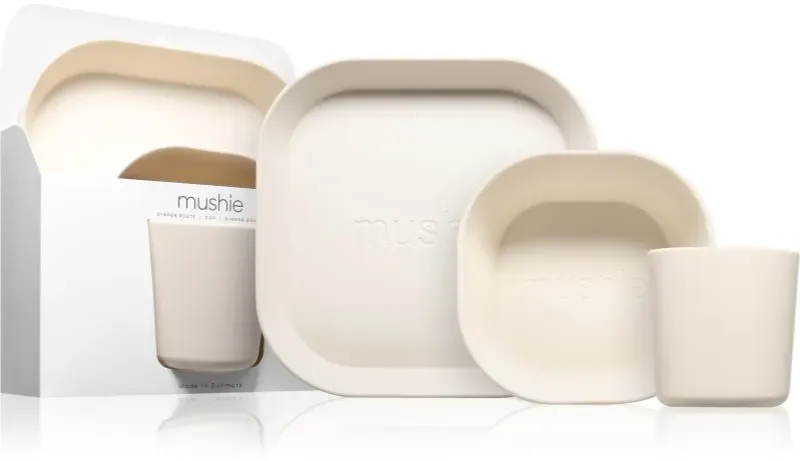 Mushie Dinnerware Set Geschirrset für Kinder 6m+ Ivory 3 St.
