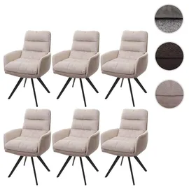MCW Esszimmerstuhl G66 6er-Set Creme mit Armlehne