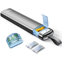 VAYDEER 7 Tage Pillendose aus Metall mit Trockenmittel-Fach, Wöchentliche Tablettenbox für 1x täglich Medikamente, Luftdichte Reise Medikamentenbox mit Trageband(Grau)