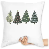 Kissen 40x40 Zierkissen - Weihnachtskissen Christmas Geschenke - Weihnachtsbäume - 40 x 40 cm - Weiß - mit weihnachtsmotiv weihnacht weihnachtsbaum sofakissen weihnachten weihnachts tree xmas