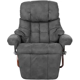 Robas Lund MCA Relaxsessel Calgary 2, Fernsehsessel Sessel, Stoff/Textil 150kg belastbar ~ dunkelgrau, Walnuss-Optik